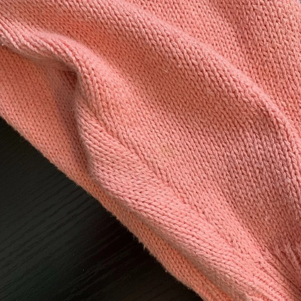 Vintage‎ Dana Scott Pink Knit Beaded Pullover Sweater Preppy Women's Large